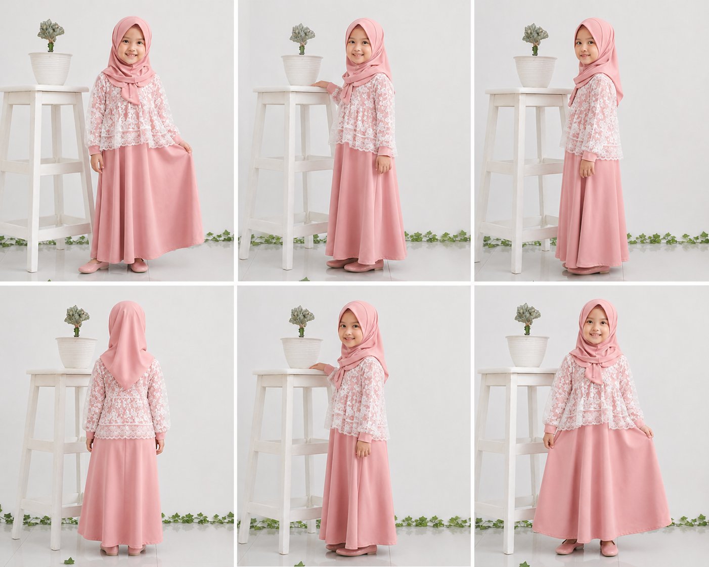 CHIARA Gamis Anak Bahan Cotton Mix Brokat Usia 1-5 Tahun