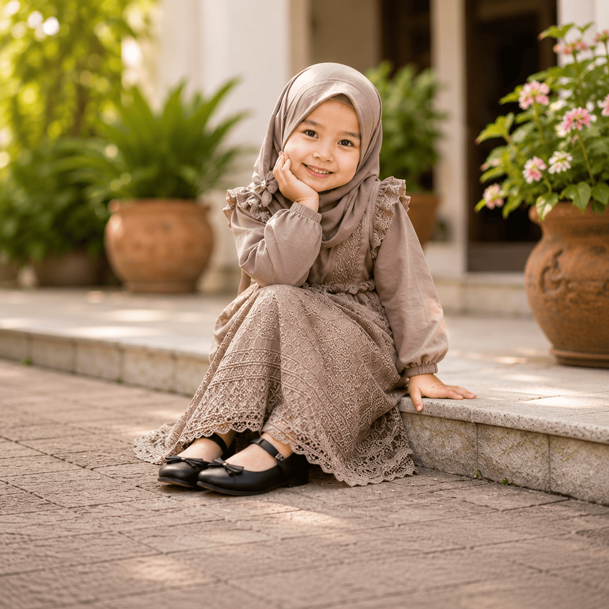 ZURI Gamis Anak Bahan Cotton Mix Brokat Usia 0-5 Tahun